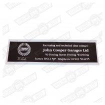 DECAL-ROCKER COVER, 'JOHN COOPER GARAGES LTD'