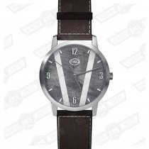 REC WATCH-COOPER STEEL CASE,LT GREY STRIPES, WHITE NUMERALS