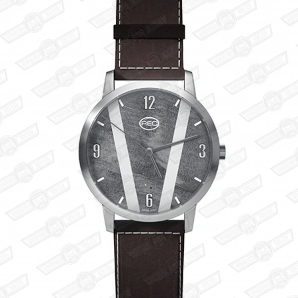 REC WATCH-COOPER STEEL CASE,LT GREY STRIPES, WHITE NUMERALS