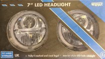 WIPAC 7' CHROME LED PROJECTOR HEADLAMP & HALO SIDE LIGHT LHD