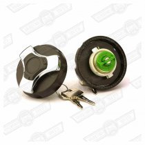 FUEL CAP-RETRO STYLE, BLACK PLASTIC/CHROME VENTED