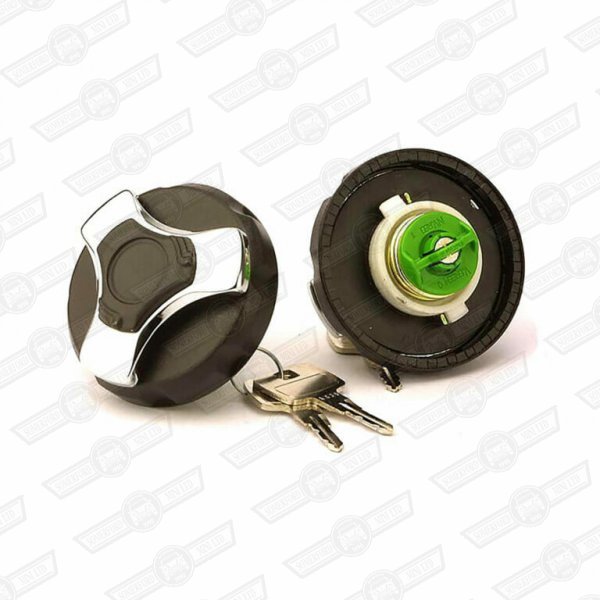 FUEL CAP-RETRO STYLE, BLACK PLASTIC/CHROME VENTED