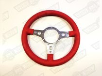 MOTOLITA STEERING WHEEL MK4 13'' RED LEATHER POLISHED SPOKES FLAT
