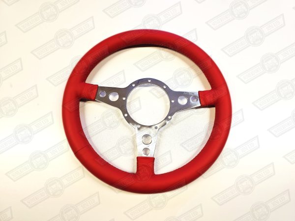 MOTOLITA STEERING WHEEL MK4 13'' RED LEATHER POLISHED SPOKES FLAT