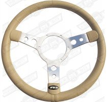 MOUNTNEY STEERING WHEEL-BEIGE VINYL 13'' POLISHED SPOKES