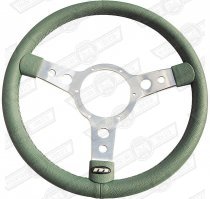 MOUNTNEY STEERING WHEEL-GREEN VINYL 13'' POLISHED SPOKES