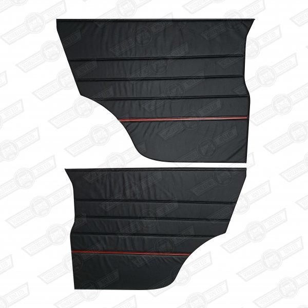 REAR 1/4 LINERS-PAIR-BLACK/RED-FLAME,COOPER,ETC '89-'91
