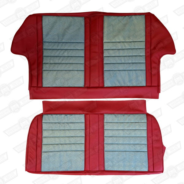 REAR SEAT COVER KIT-COOPER ETC-TARTAN RED/GOLD BROCA-'61-'67