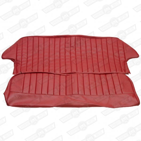 REAR SEAT COVER KIT-SALOON-TARTAN RED-'61-'67 stitched