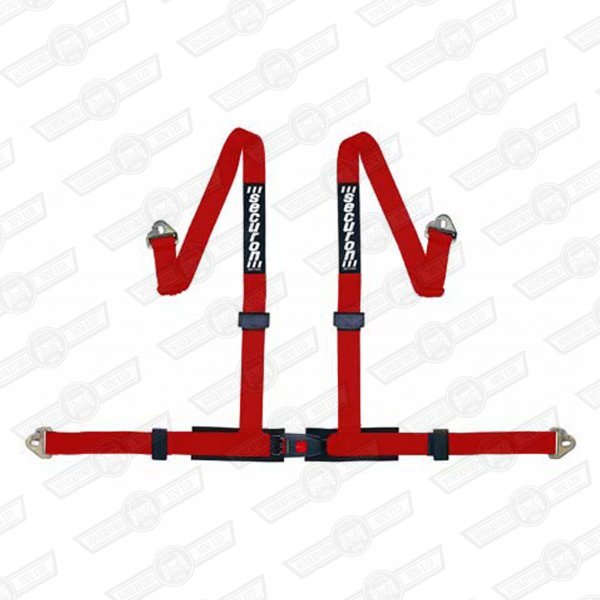 SECURON HARNESS QUICK RELEASE BUCKLE 4 PT. BOLT-IN RED