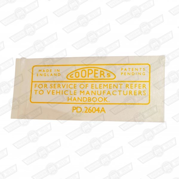 TRANSFER-AIR FILTER-'COOPERS'-'59-'61